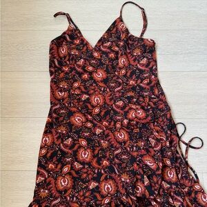 Floral Black and Red Women's Dress